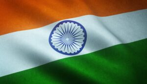 A closeup shot of the waving flag of India with interesting textures